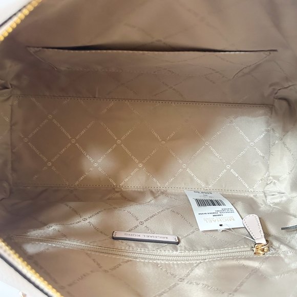 Michael Kors Carine Large Top Zip Leather Satchel Powder  Michael Kors Carine Large Satchel Shoulder Crossbody Bag Pink Powder Blush